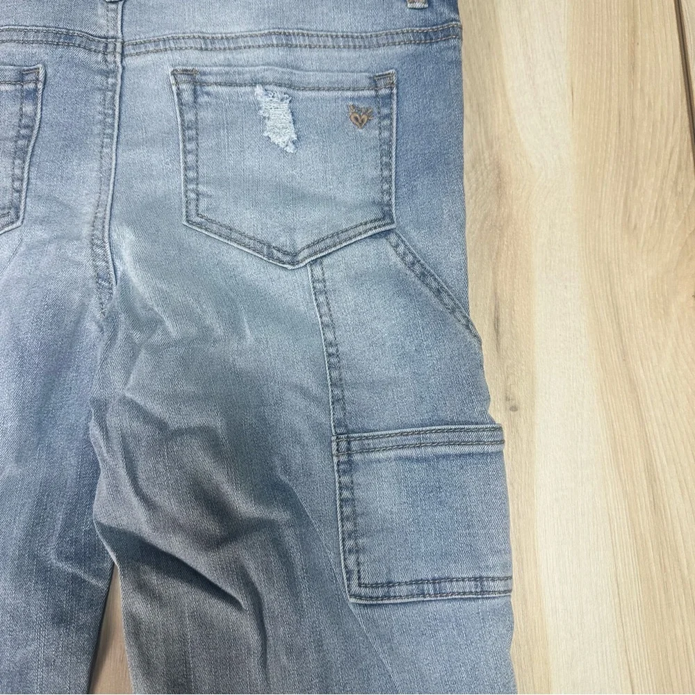 NEW GIRLS JUSTICE distressed Denim Jean Overalls‎ SIZE 14 SLIM